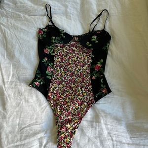 AFRM Floral Corset Bodysuit